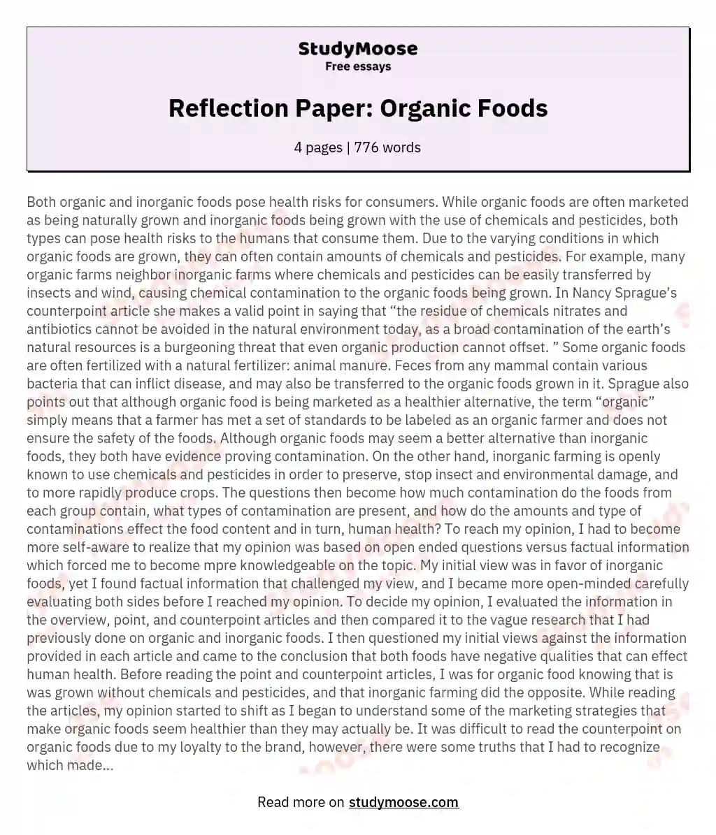 essay topic on organic foods