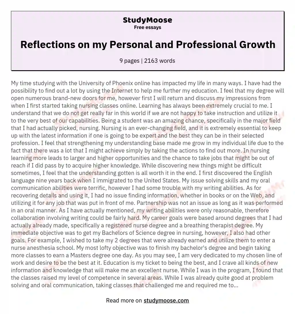 essay on personal growth in english
