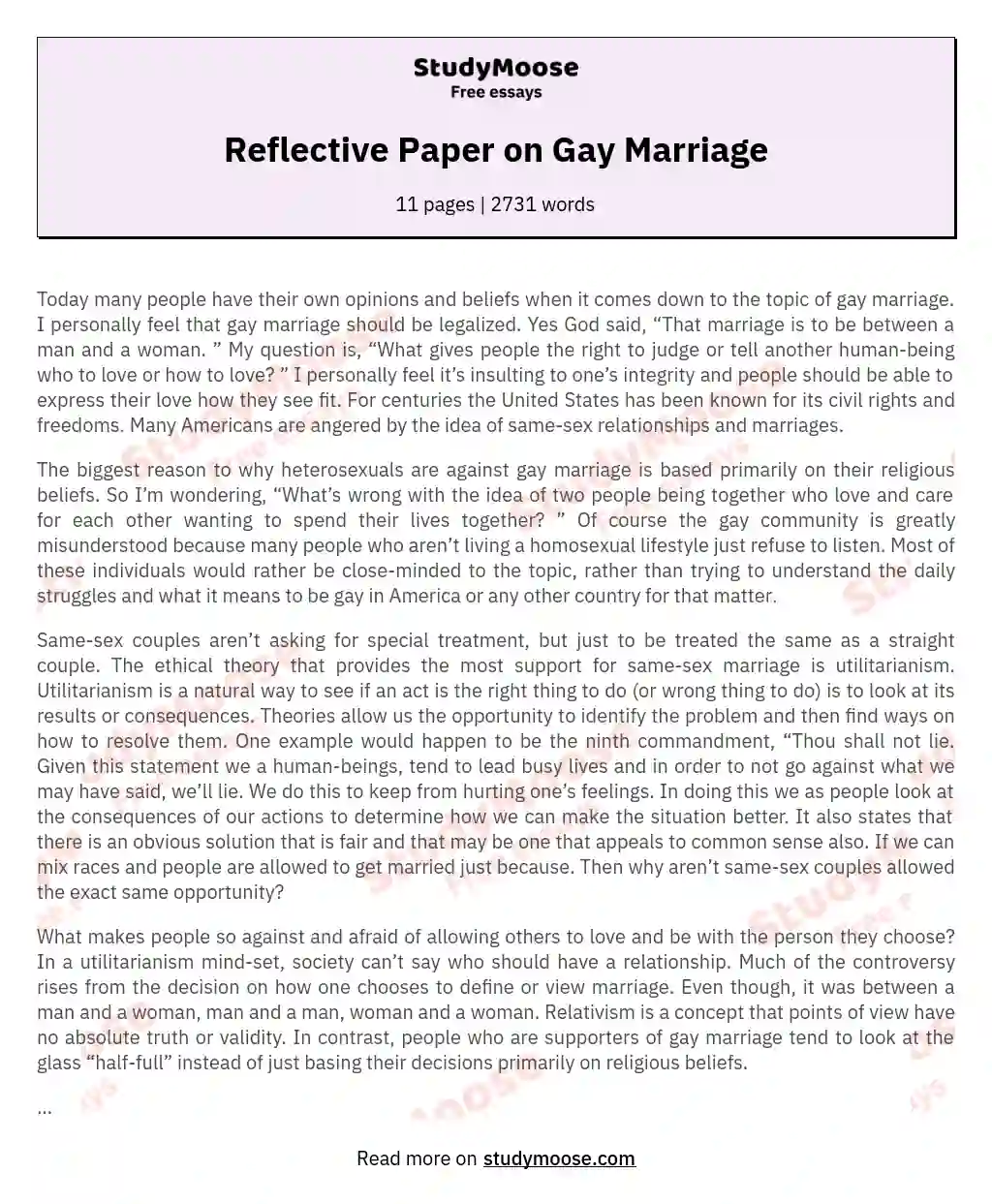 pro gay rights essay