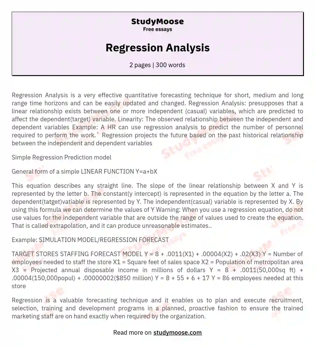 Regression Analysis essay