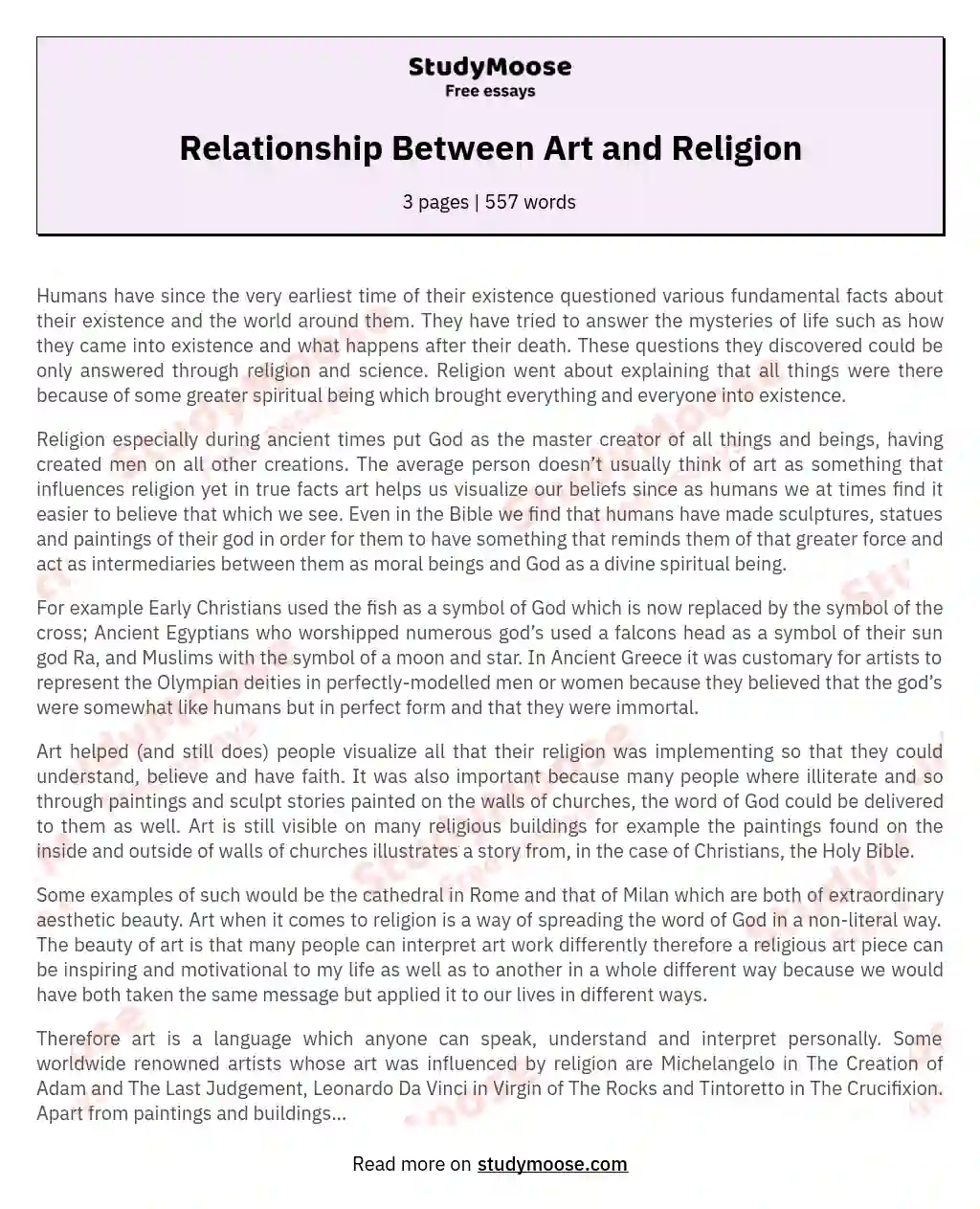 Relationship Between Art and Religion essay