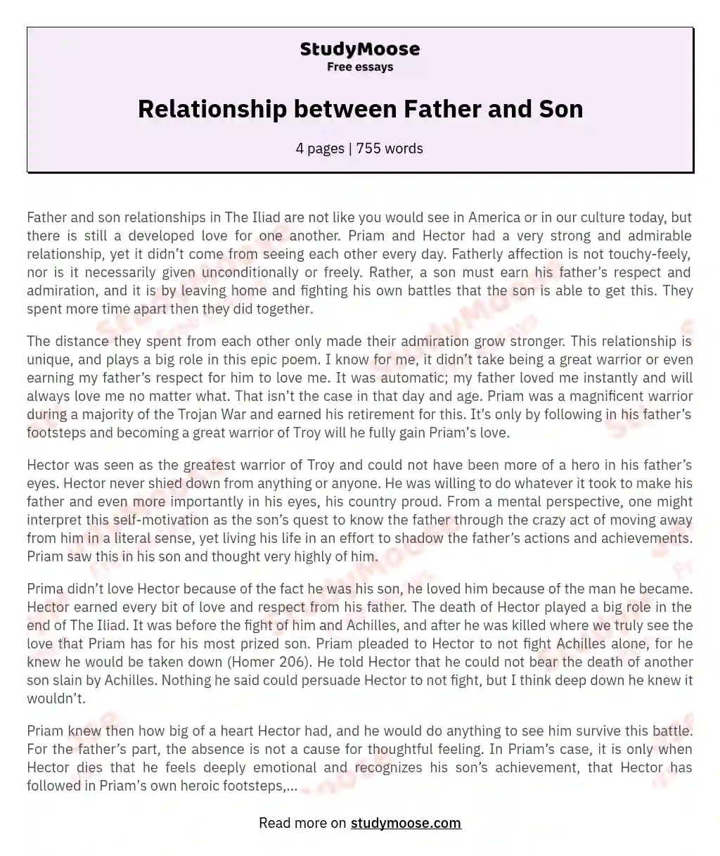 Relationship between Father and Son