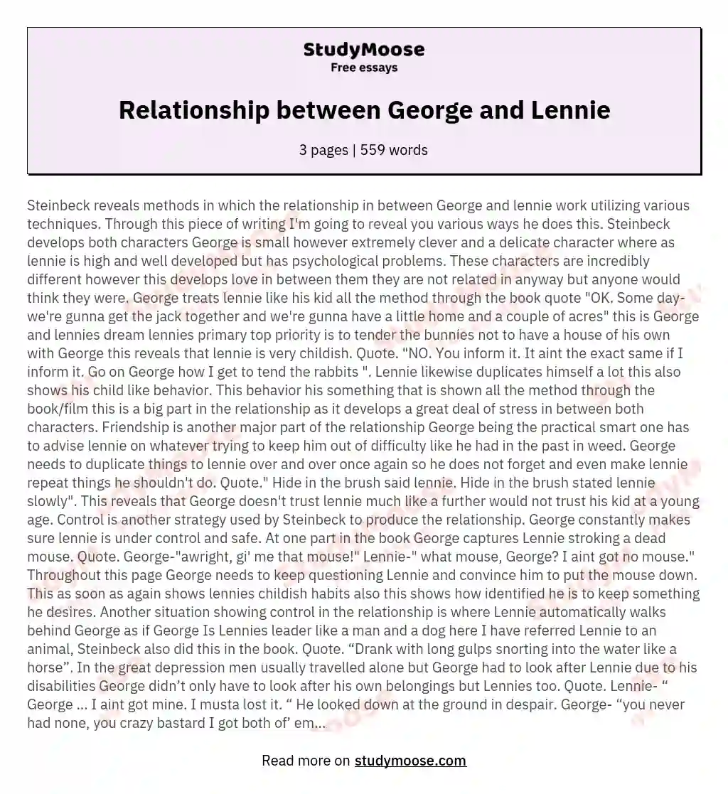 Relationship between George and Lennie