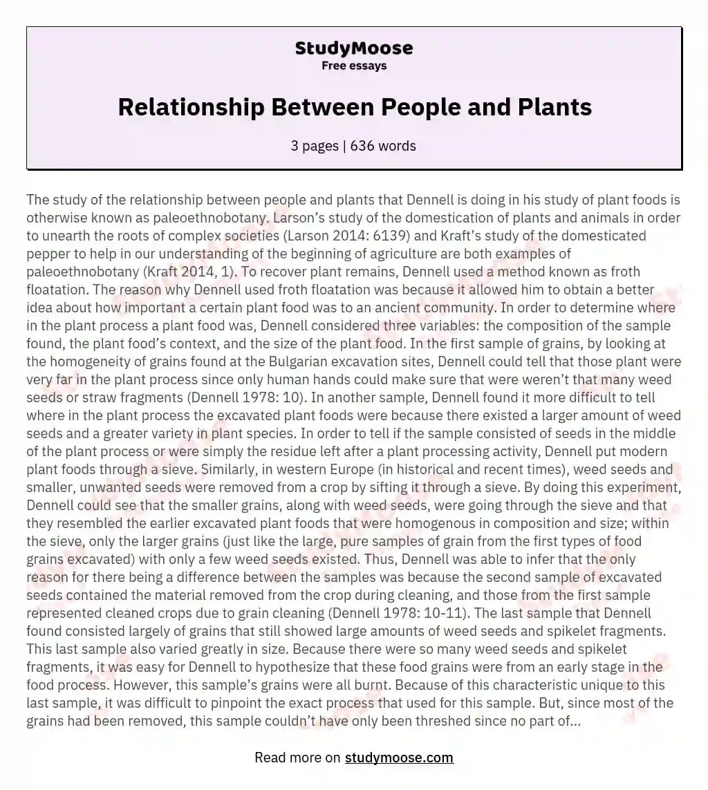 Relationship Between People and Plants essay