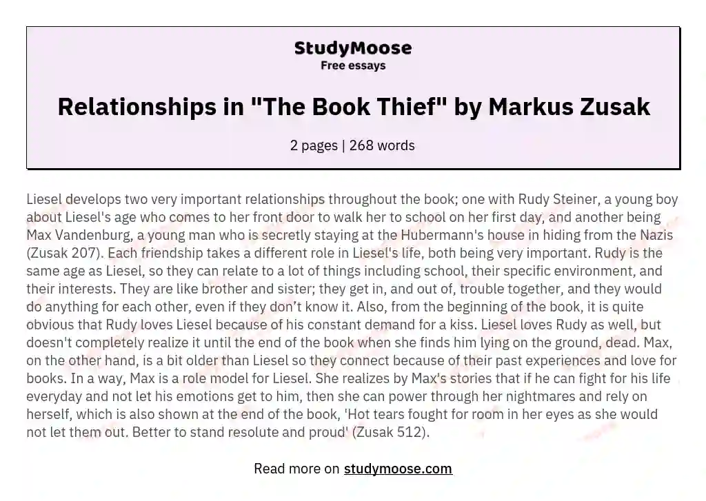 Relationships in "The Book Thief" by Markus Zusak