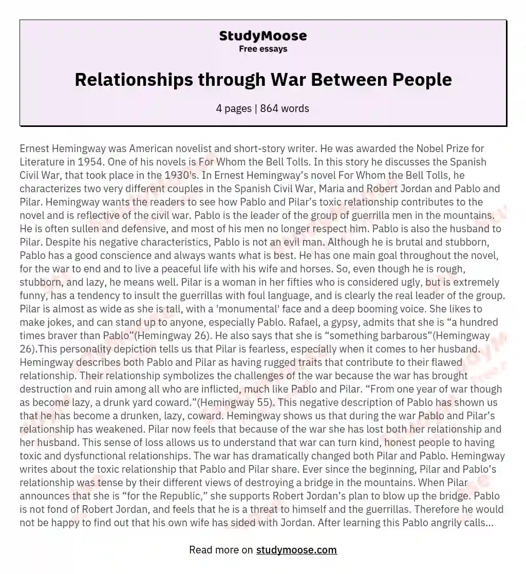 Relationships through War Between People essay