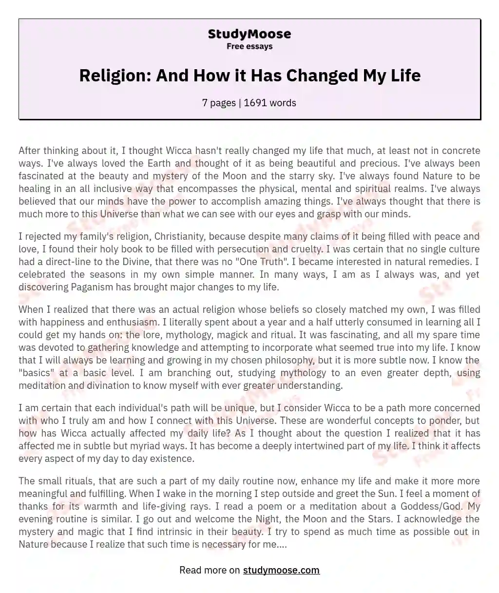 religion in my life essay