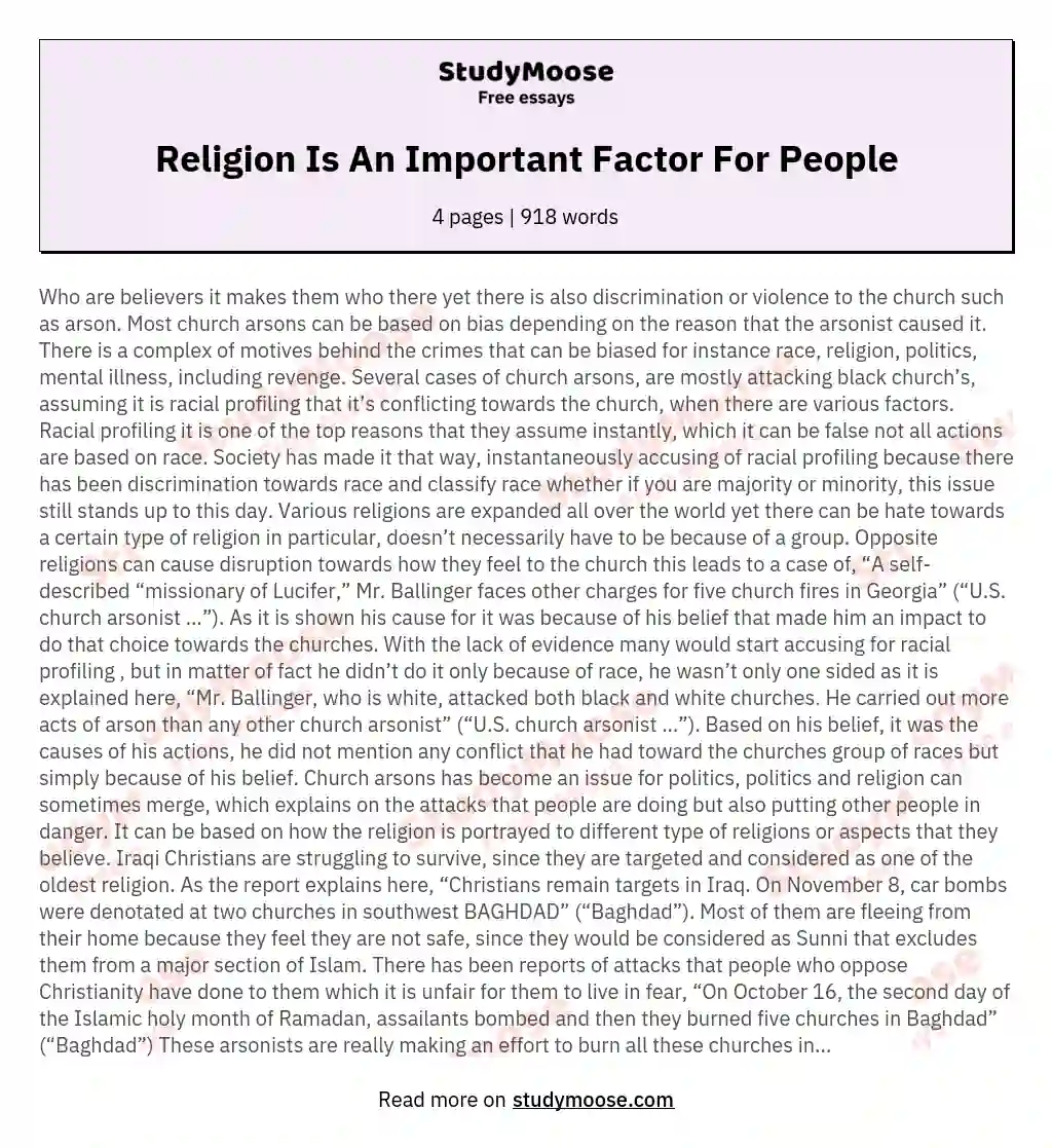 Religion Is An Important Factor For People essay