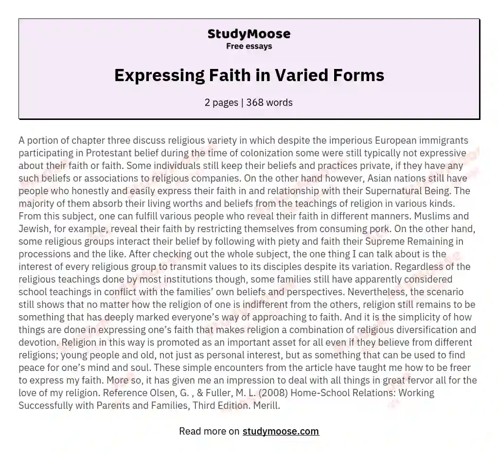 Expressing Faith in Varied Forms essay
