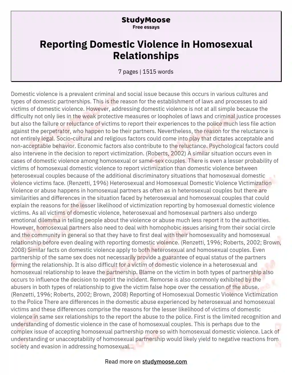 homosexual relationship essay
