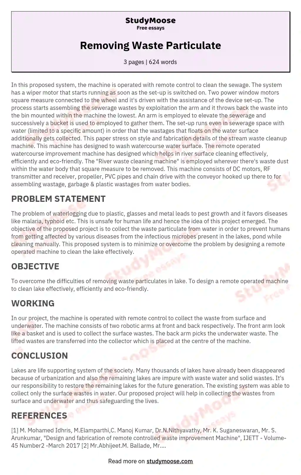 Removing Waste Particulate essay