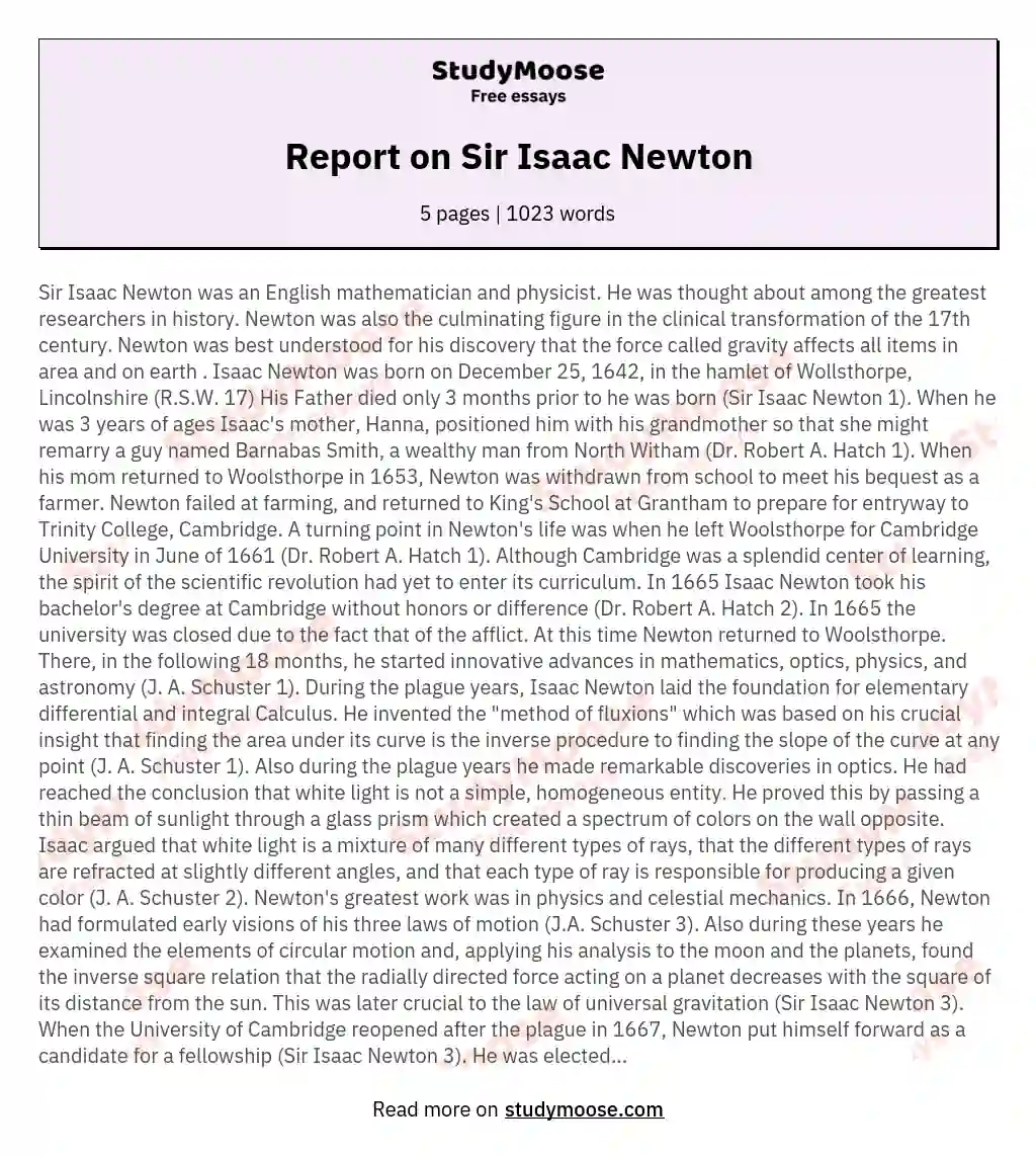 sir isaac newton essay