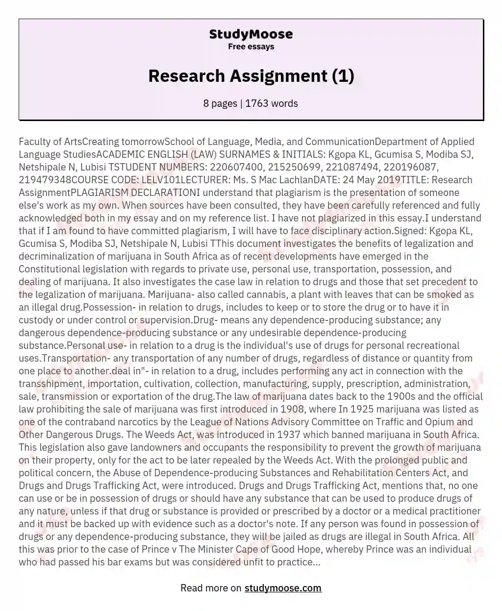 what is an research assignment