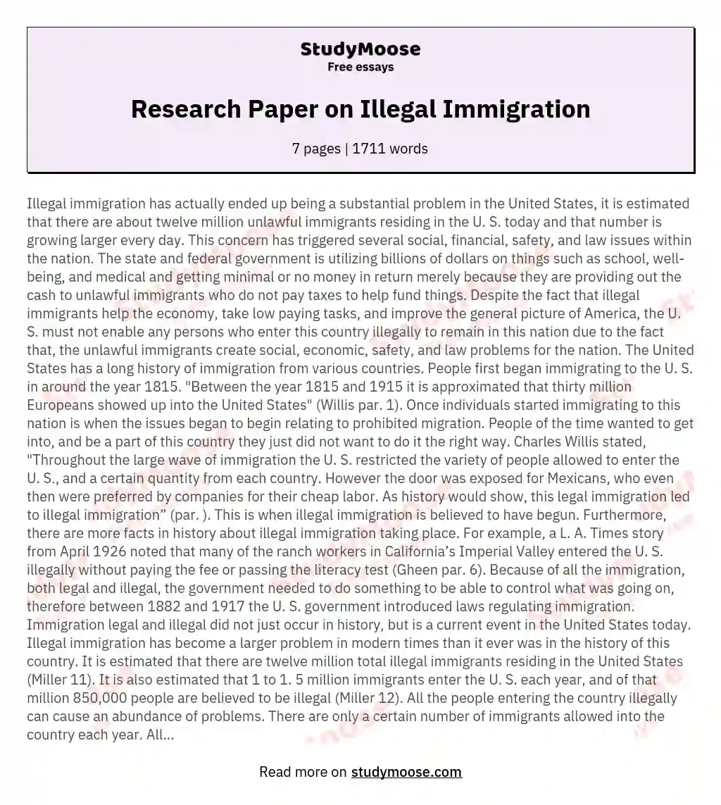 Research Paper on Illegal Immigration essay