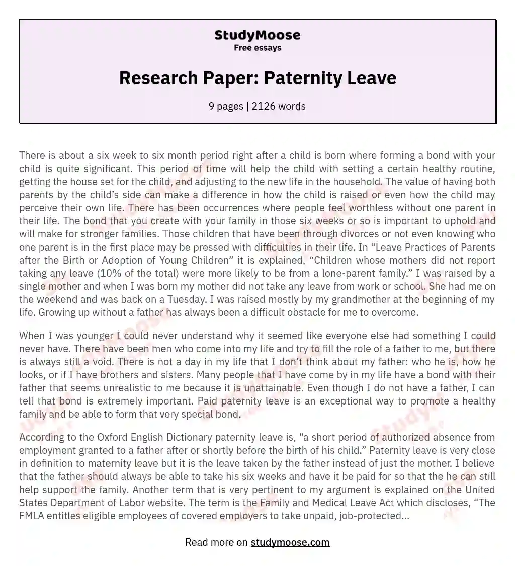 The Importance of Paid Paternity Leave essay