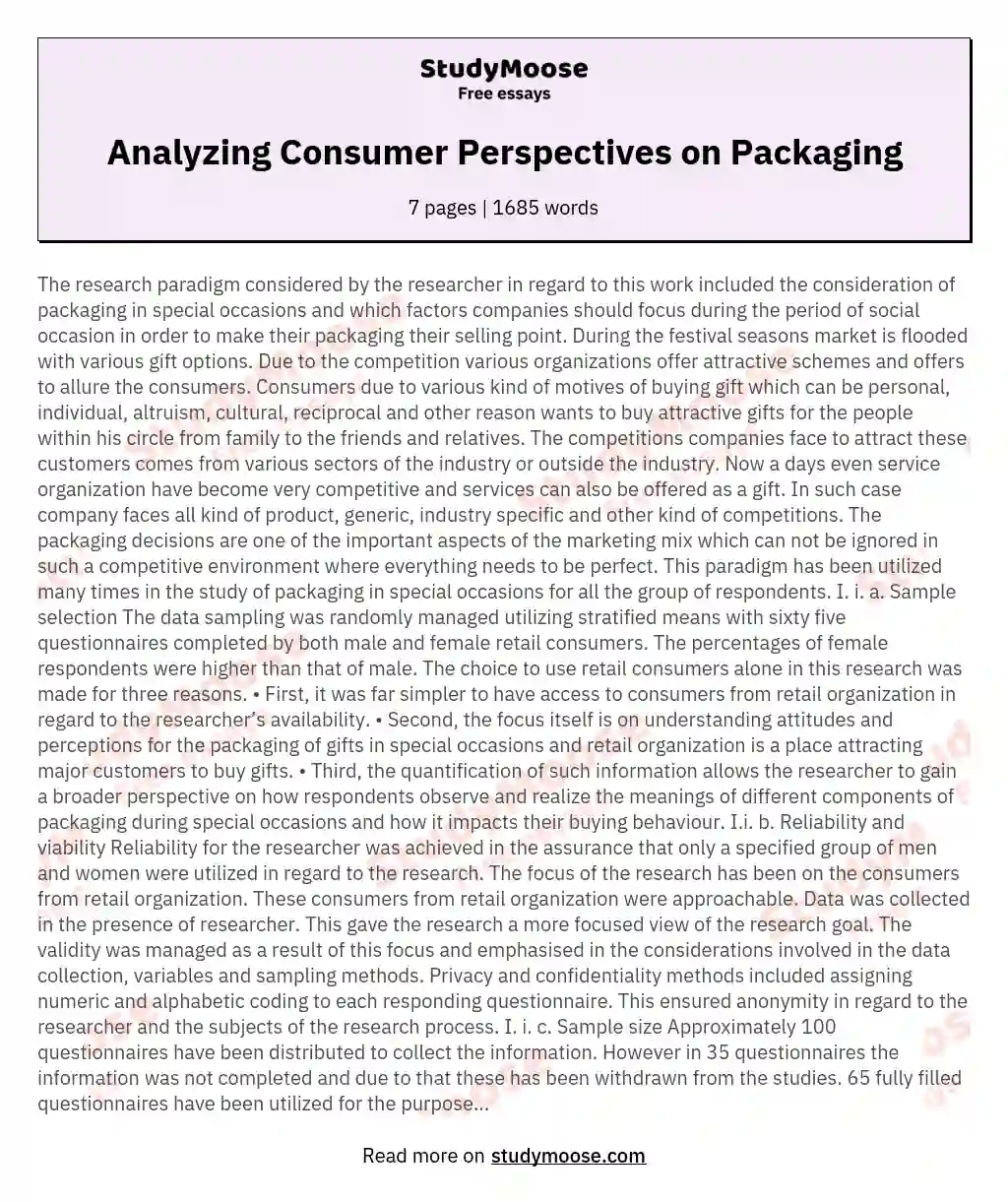 Analyzing Consumer Perspectives on Packaging essay