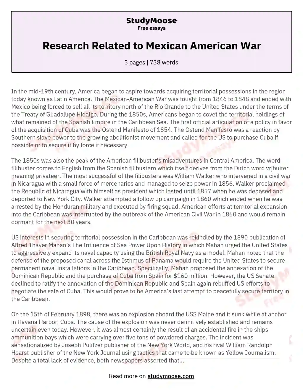 Research Related to Mexican American War essay