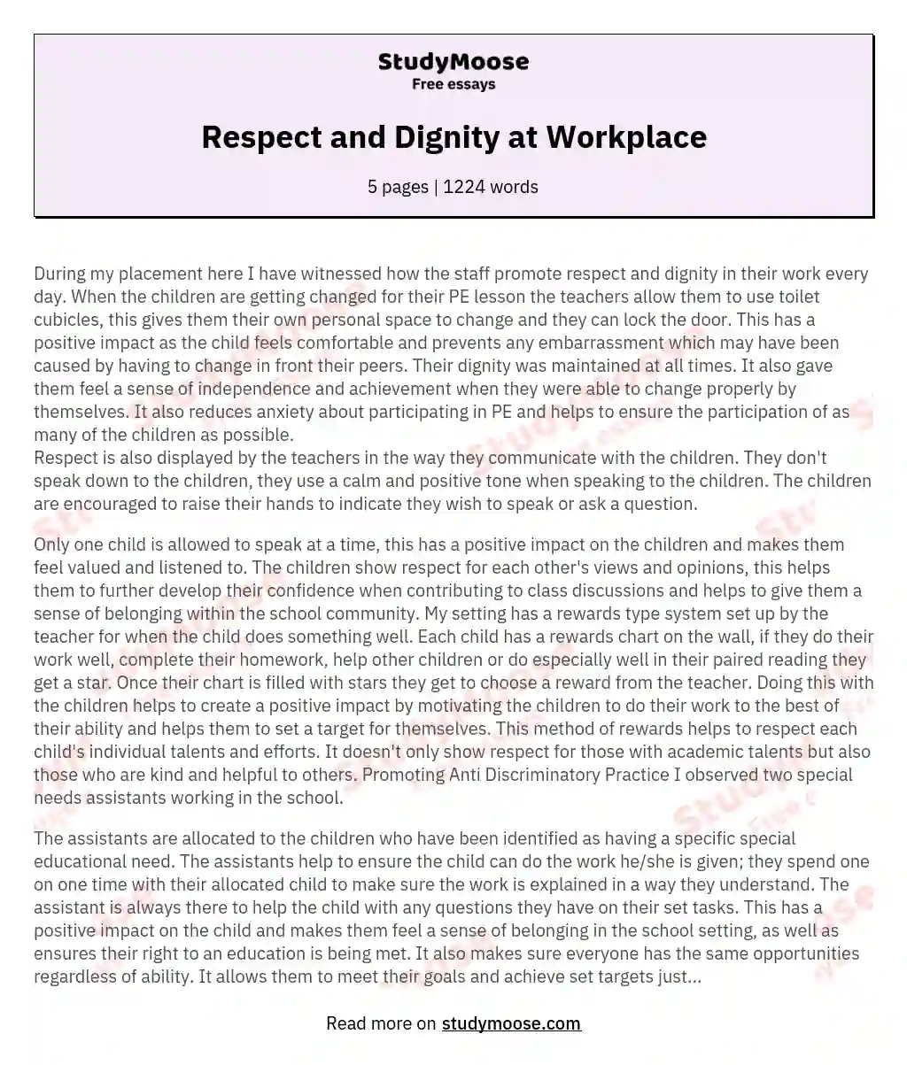 Respect and Dignity at Workplace