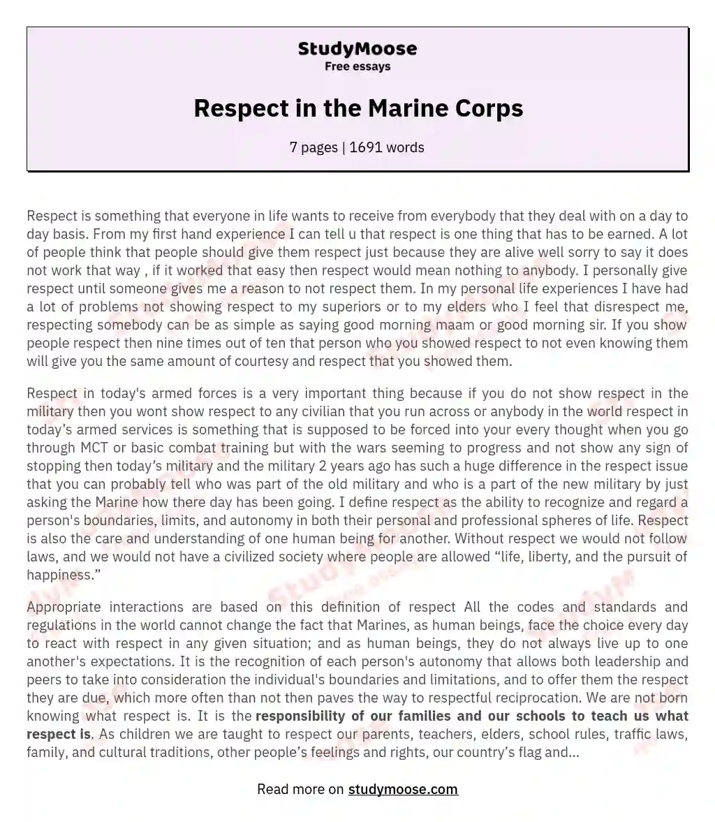 Respect in the Marine Corps essay