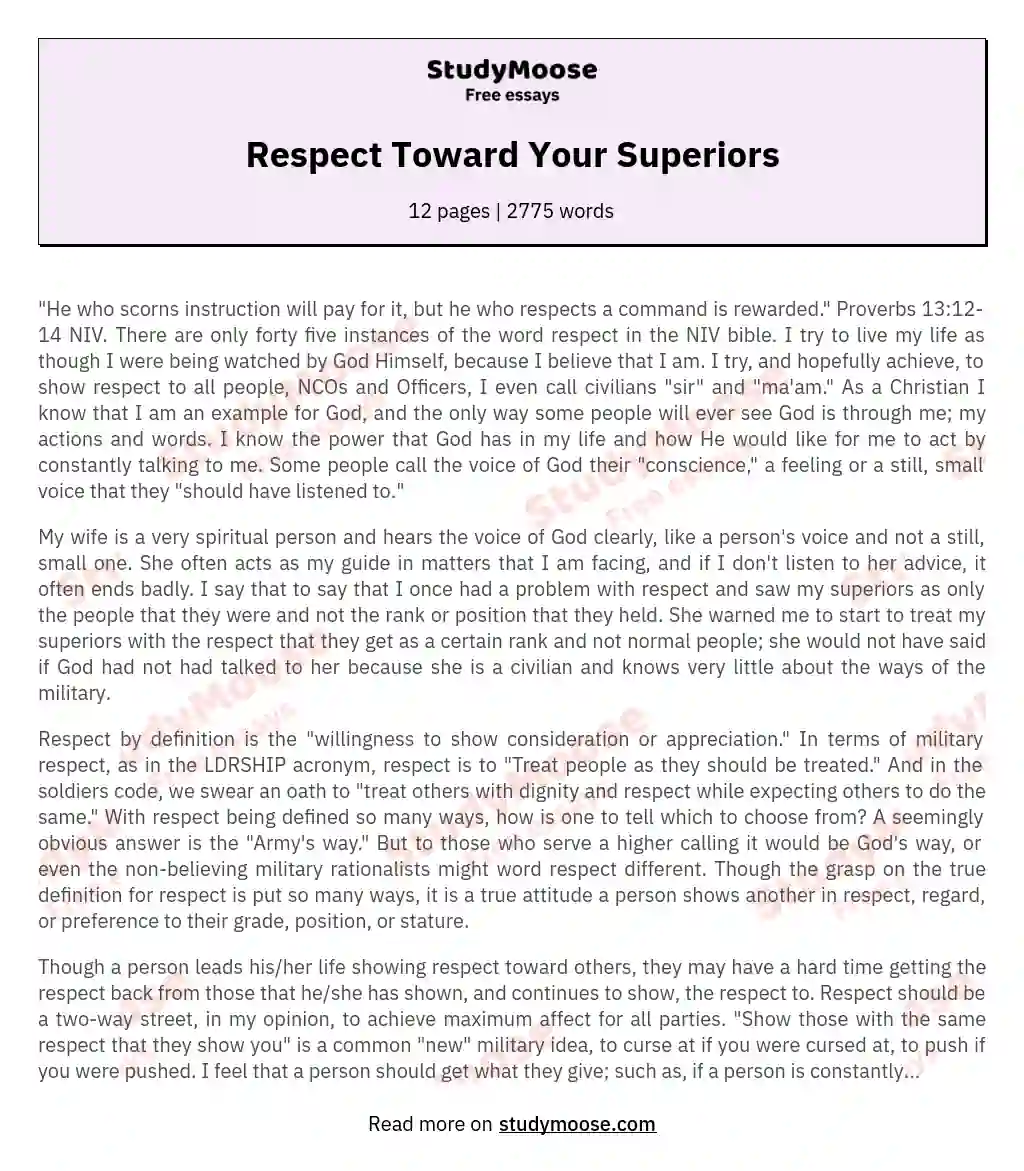 Respect Toward Your Superiors essay