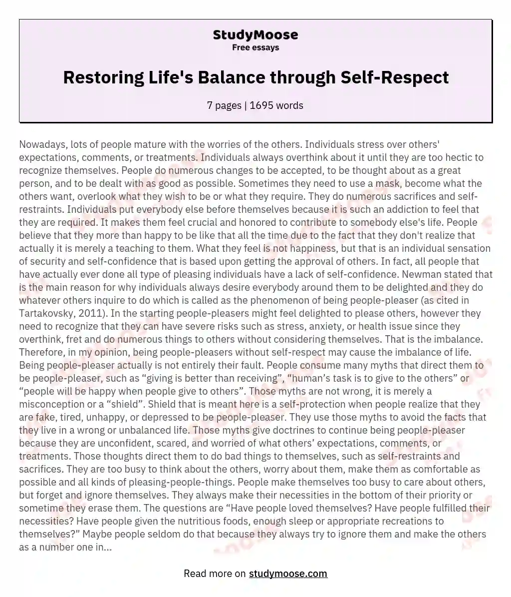 an essay on self respect