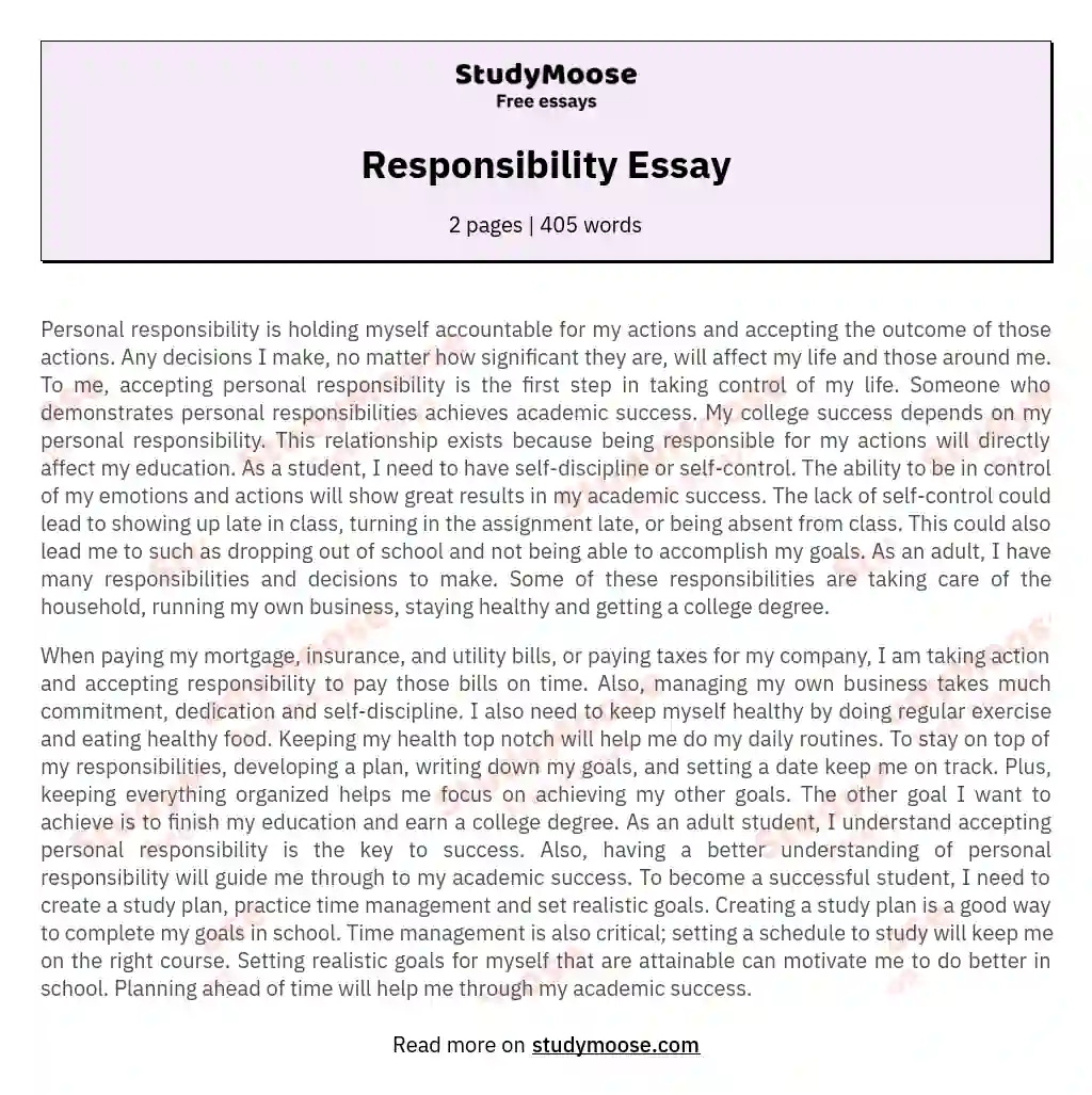 Responsibility Essay