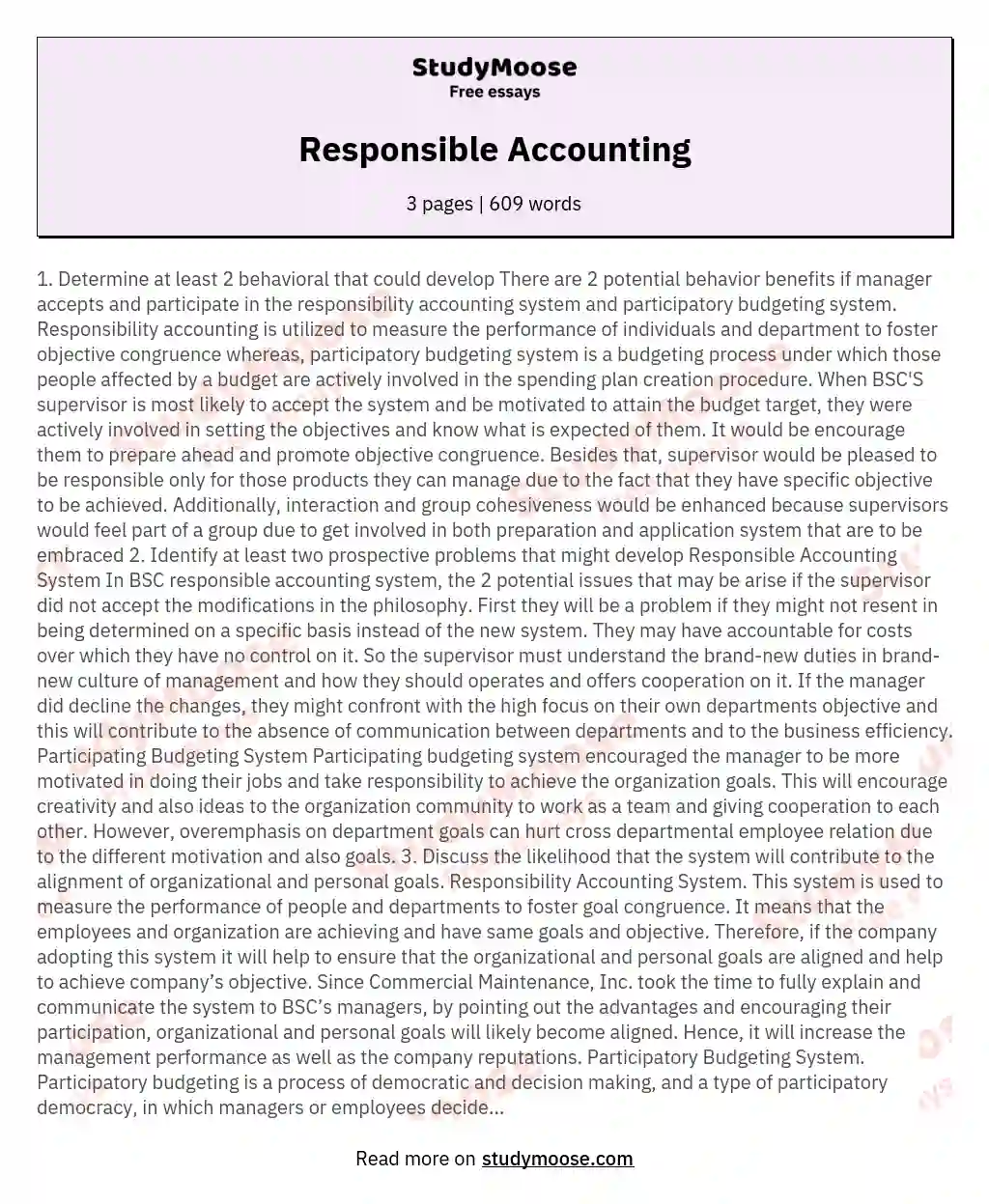 Responsible Accounting essay