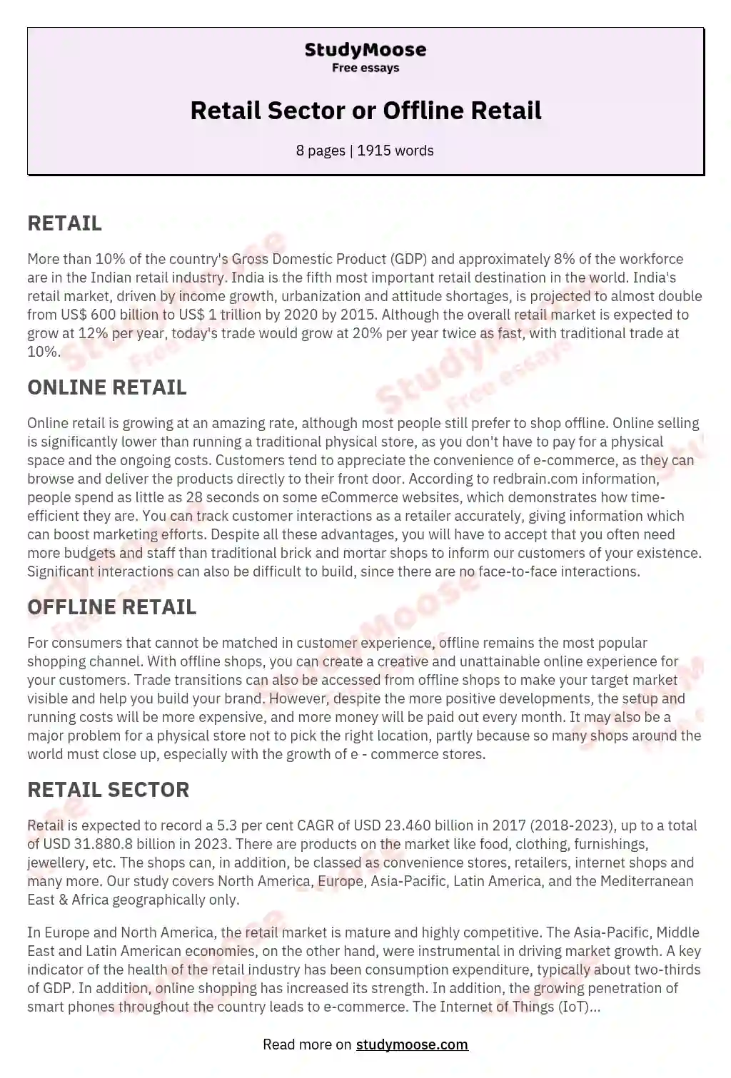 Retail Sector or Offline Retail