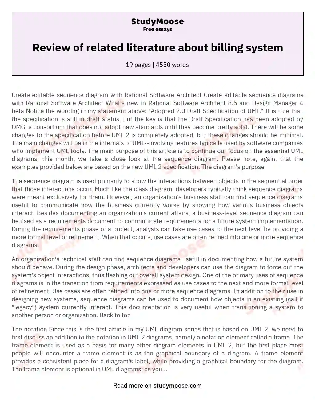 Review of related literature about billing system