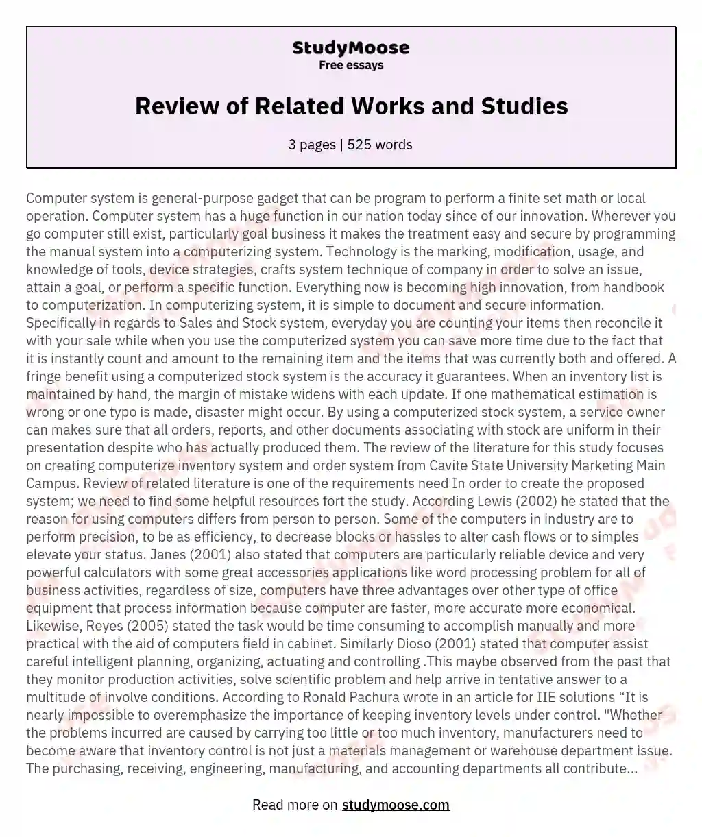 Review of Related Works and Studies
