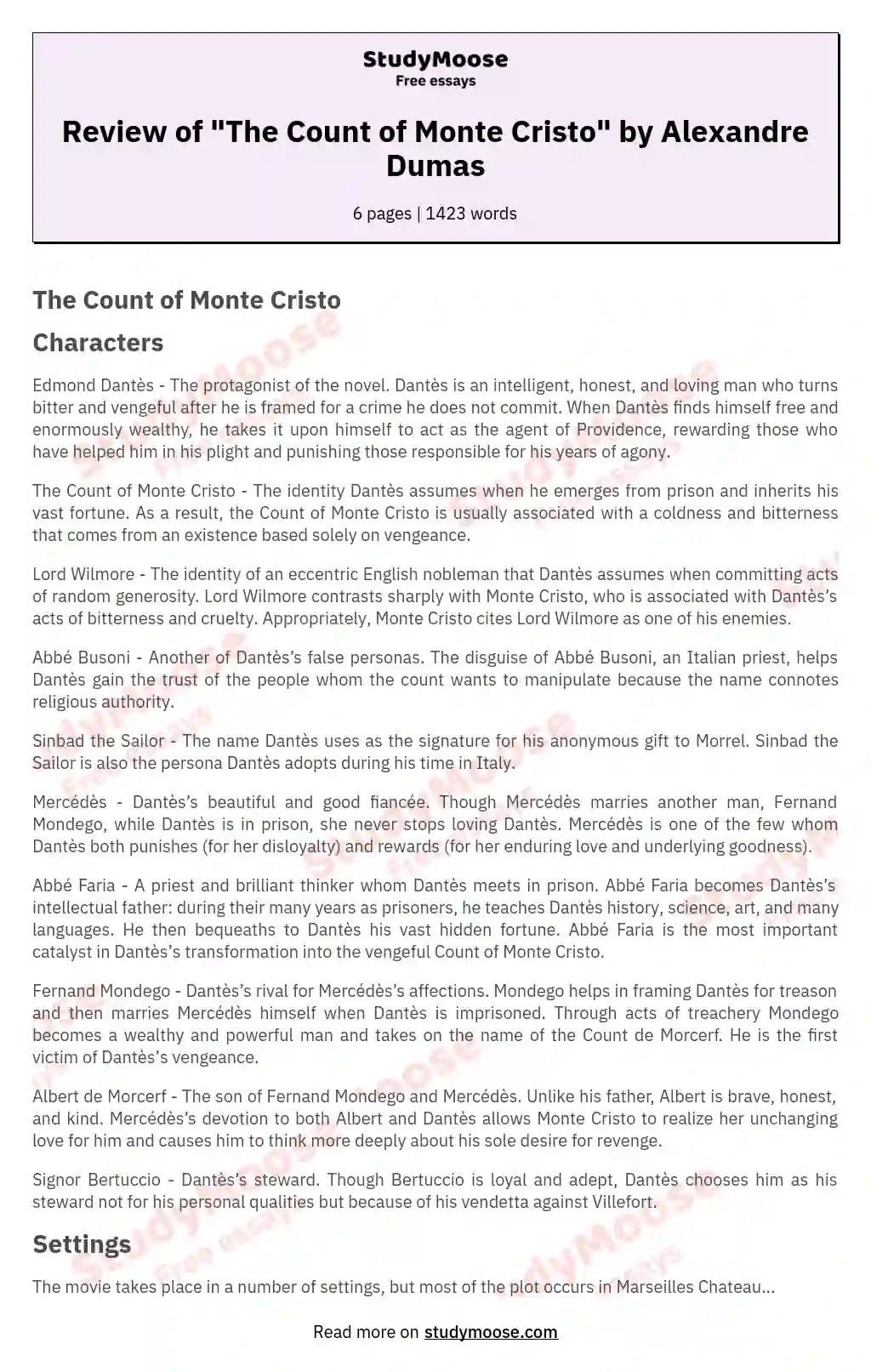 Review of "The Count of Monte Cristo" by Alexandre Dumas