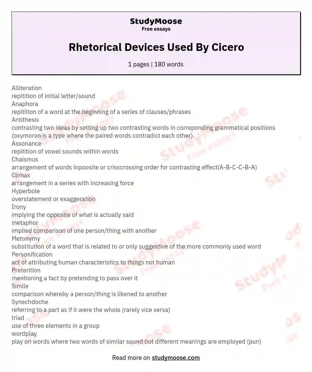 Rhetorical Devices Used By Cicero