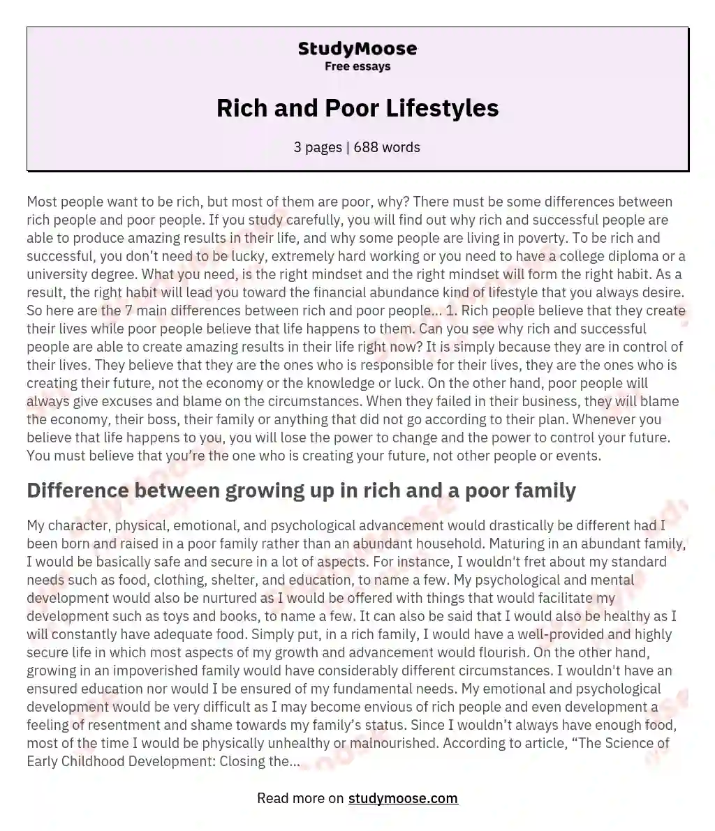 rich and poor family essay