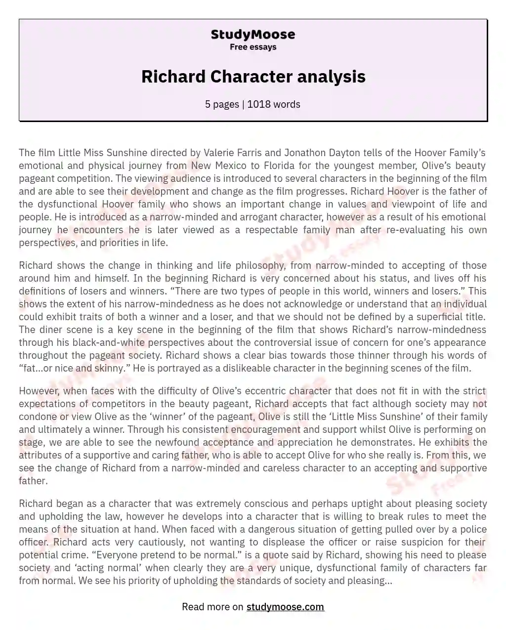 Richard Character analysis essay