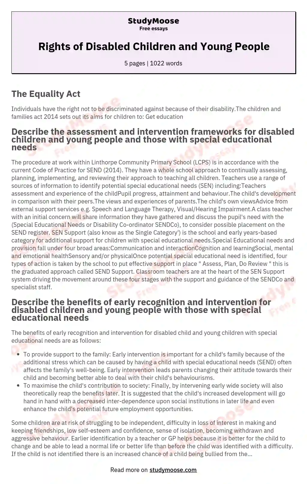 Rights of Disabled Children and Young People