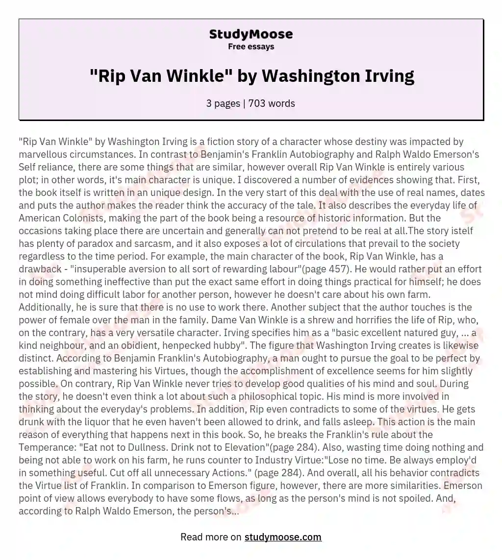 "Rip Van Winkle" by Washington Irving