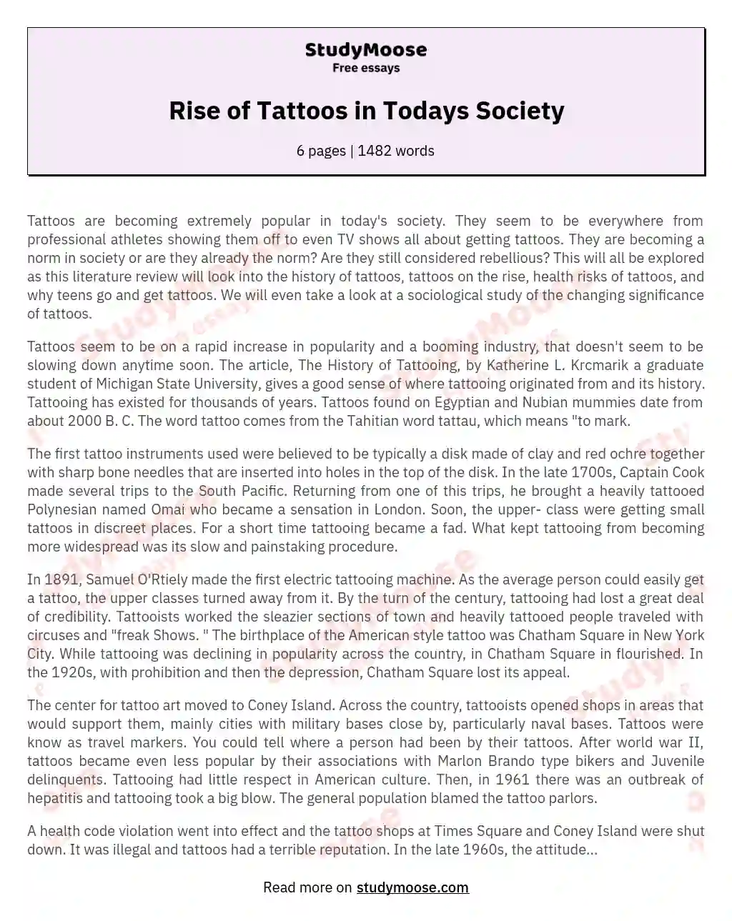 Rise of Tattoos in Todays Society