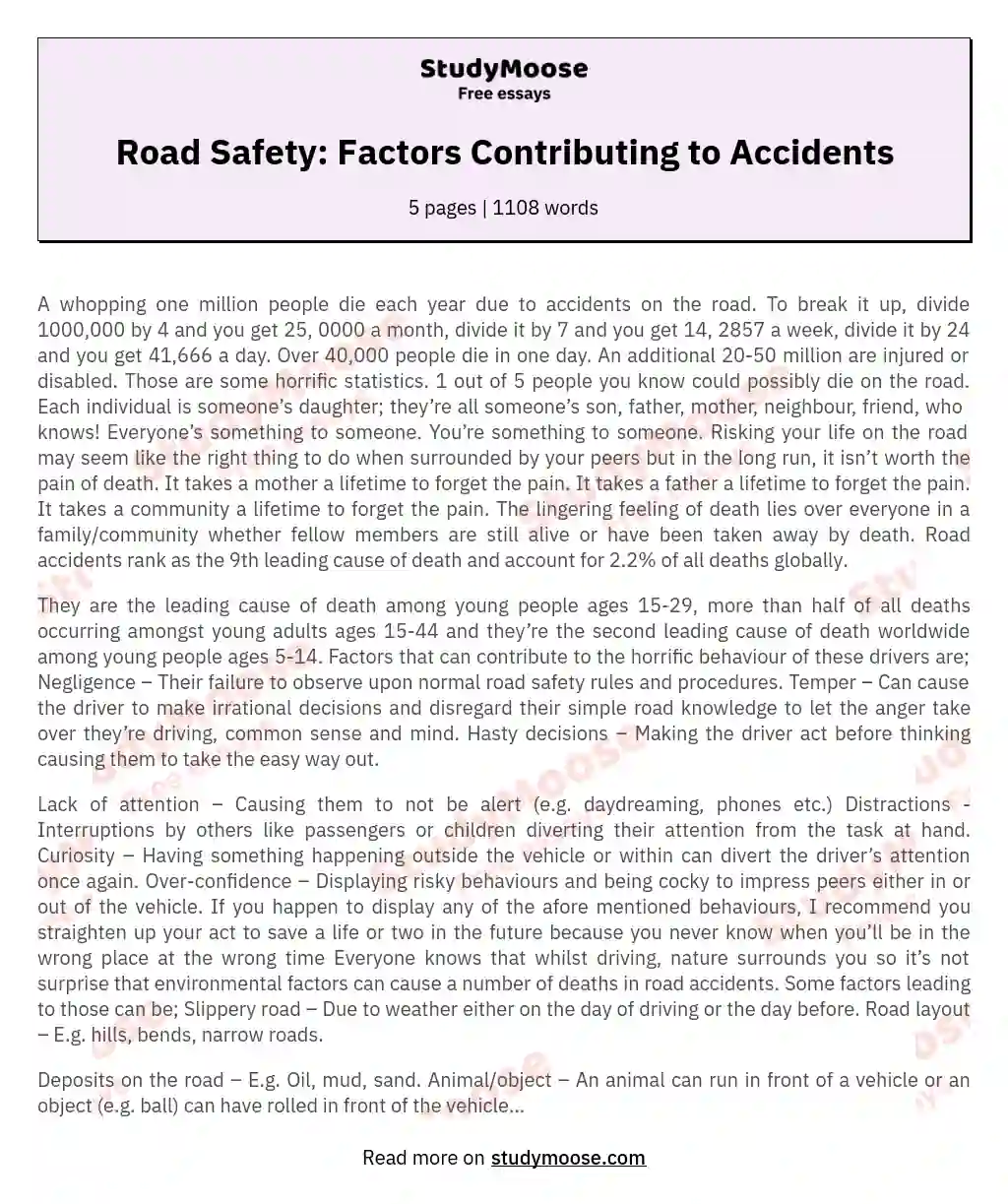road accidents essay wikipedia