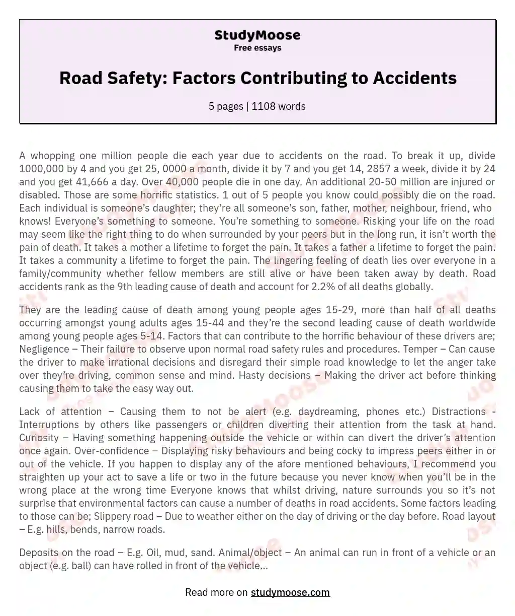 Conclusion Of Road Accidents Essay Sitedoct