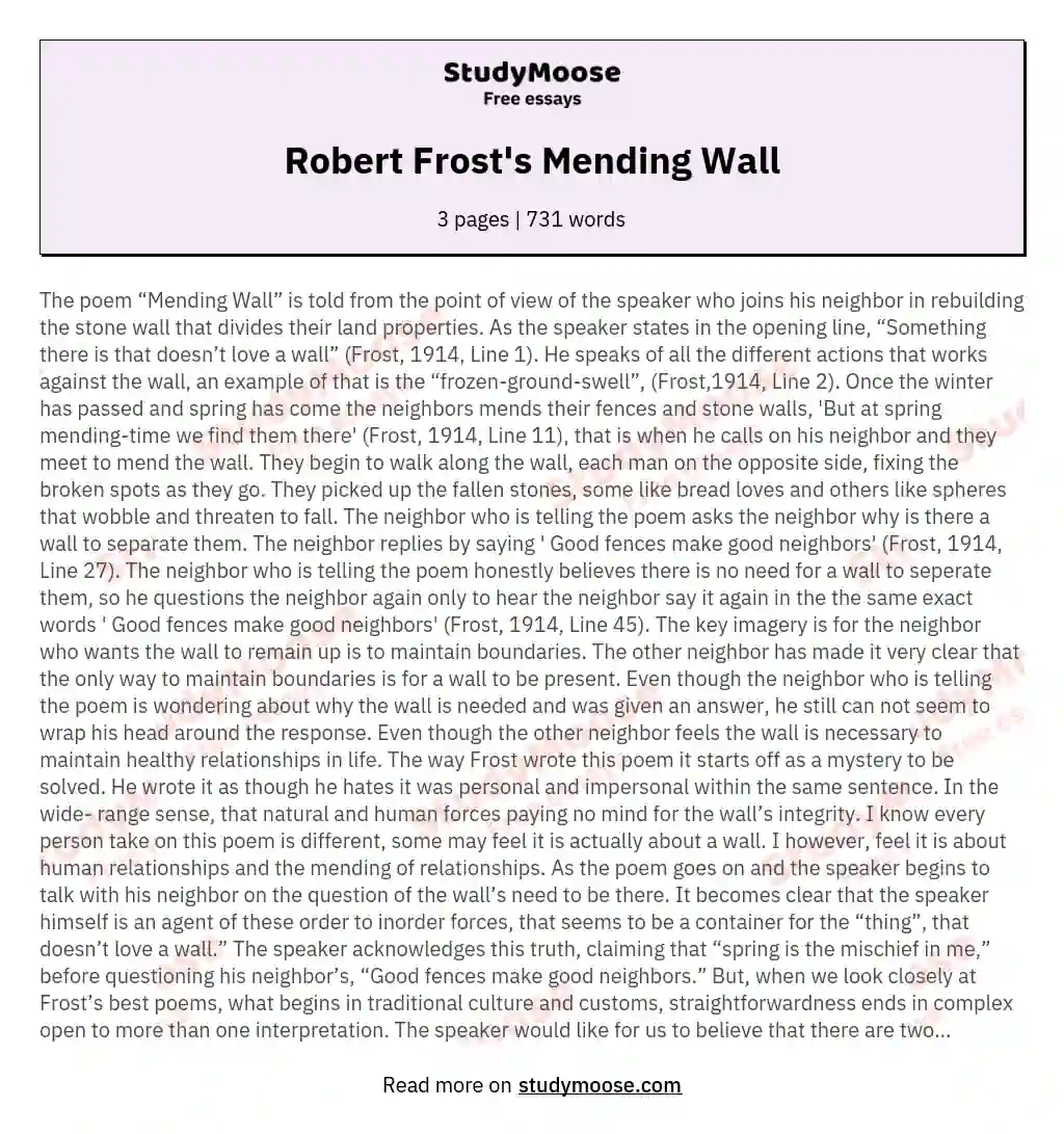 Robert Frost's Mending Wall essay