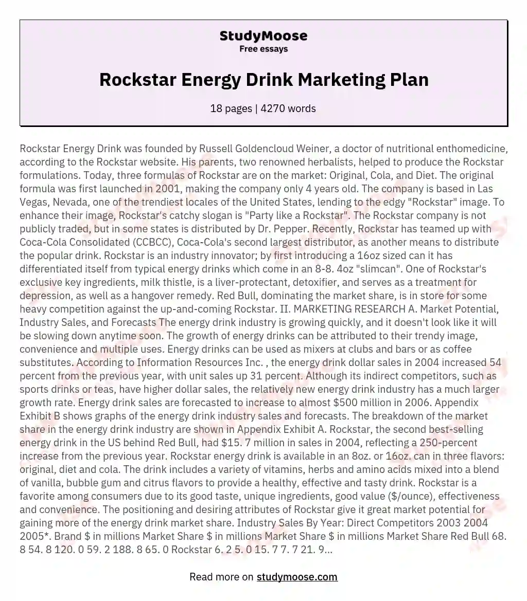 rockstar energy drink business plan