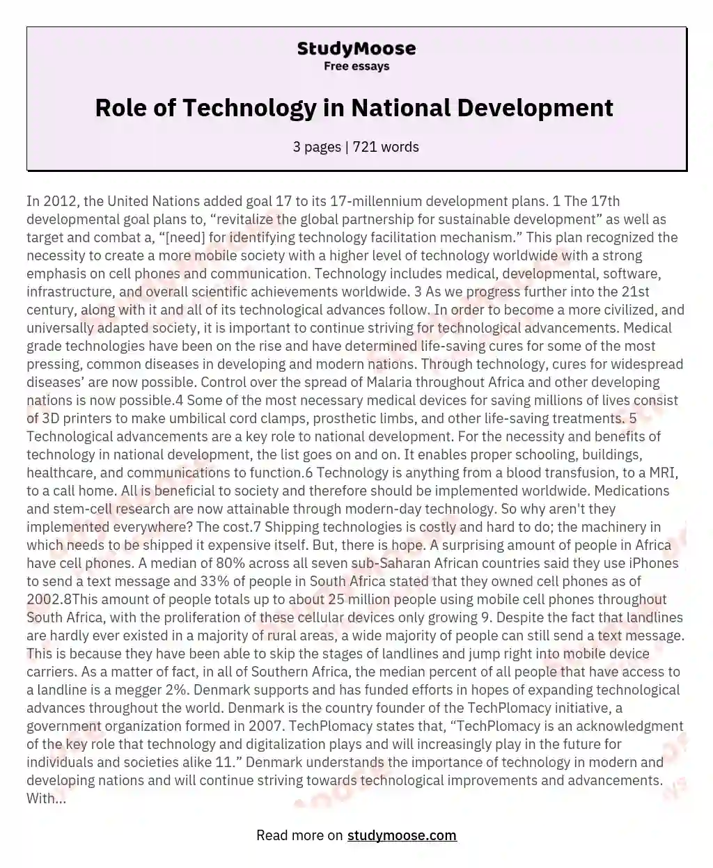 Role of Technology in National Development 