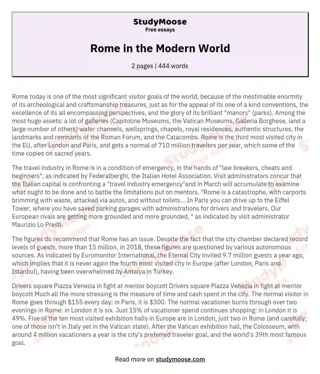Rome in the Modern World essay