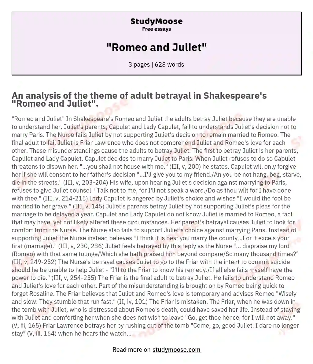 "Romeo and Juliet" essay