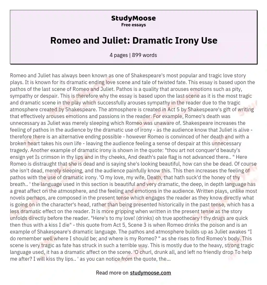 Romeo and Juliet: Dramatic Irony Use