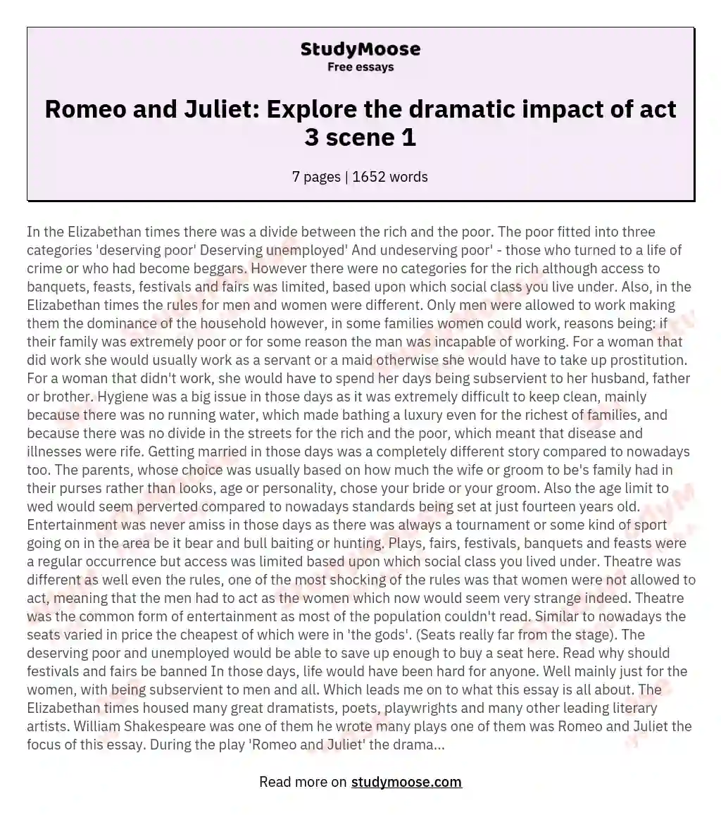 Romeo and Juliet: Explore the dramatic impact of act 3 scene 1