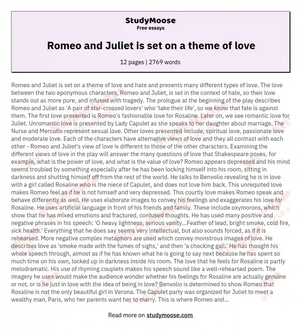 what are the major themes in romeo and juliet