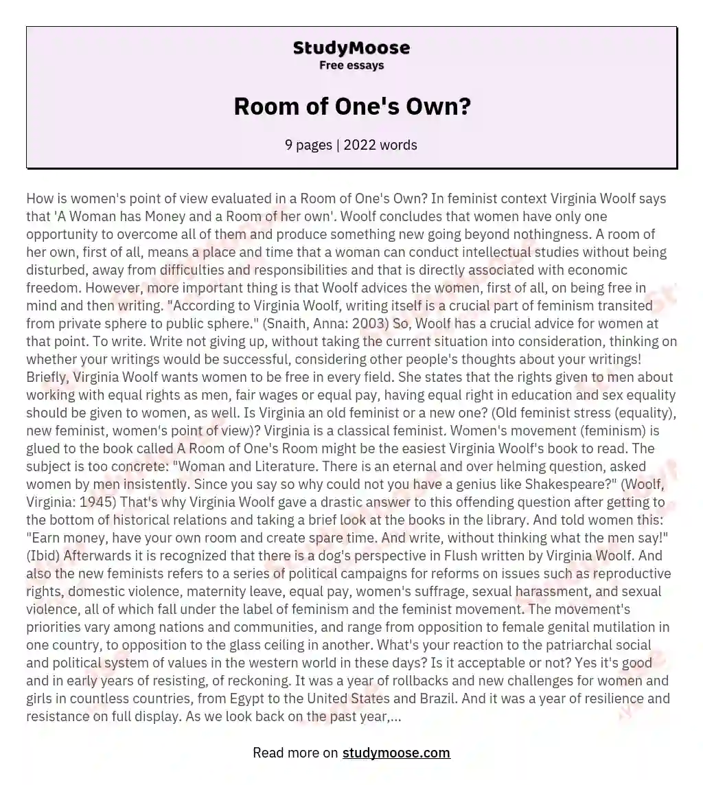 Room of One's Own?