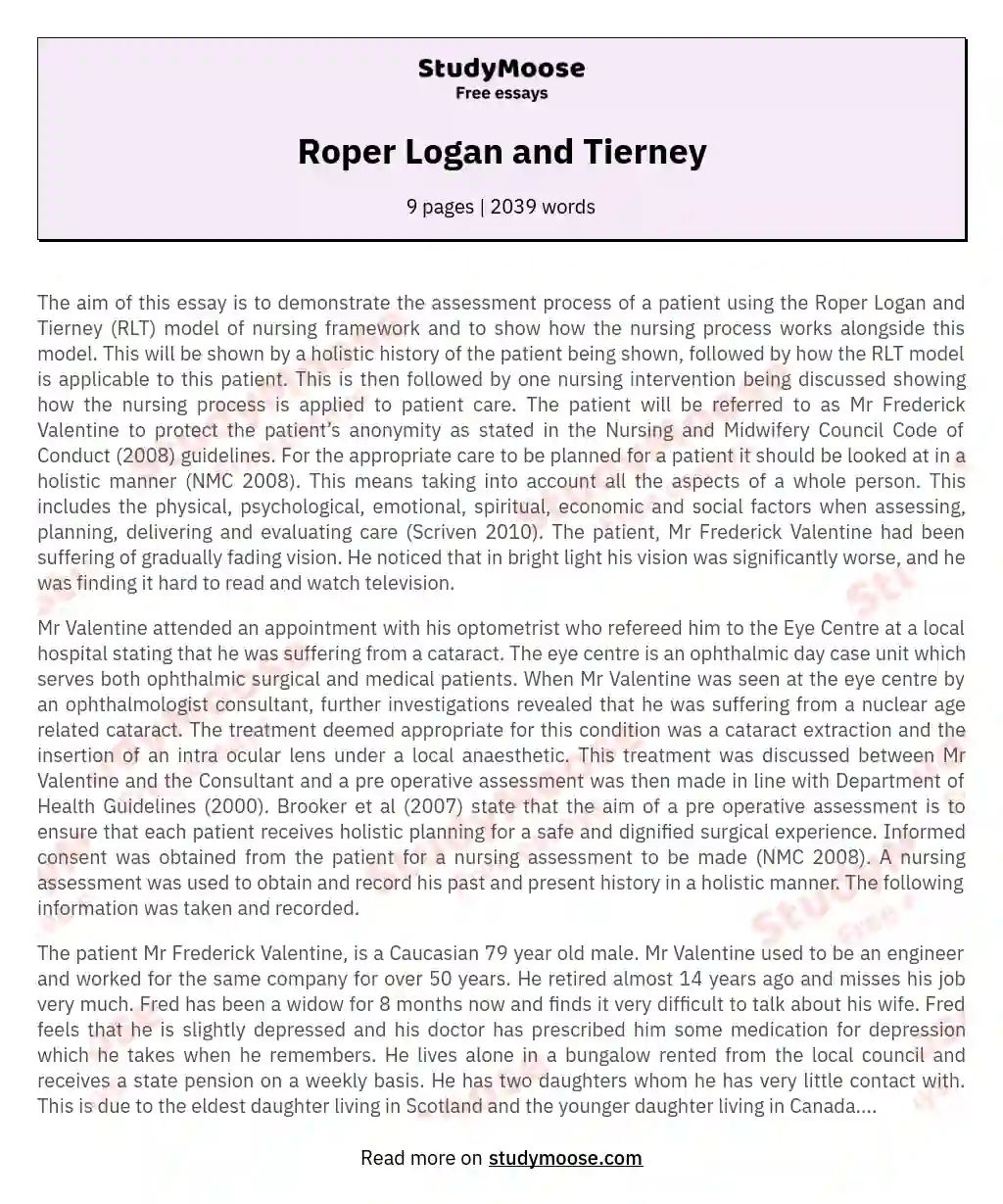 Roper Logan and Tierney essay