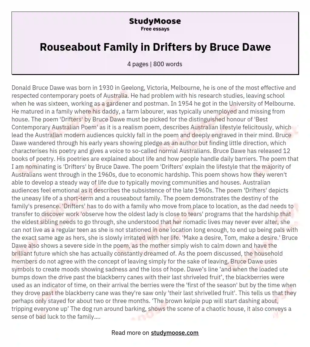 Rouseabout Family in Drifters by Bruce Dawe